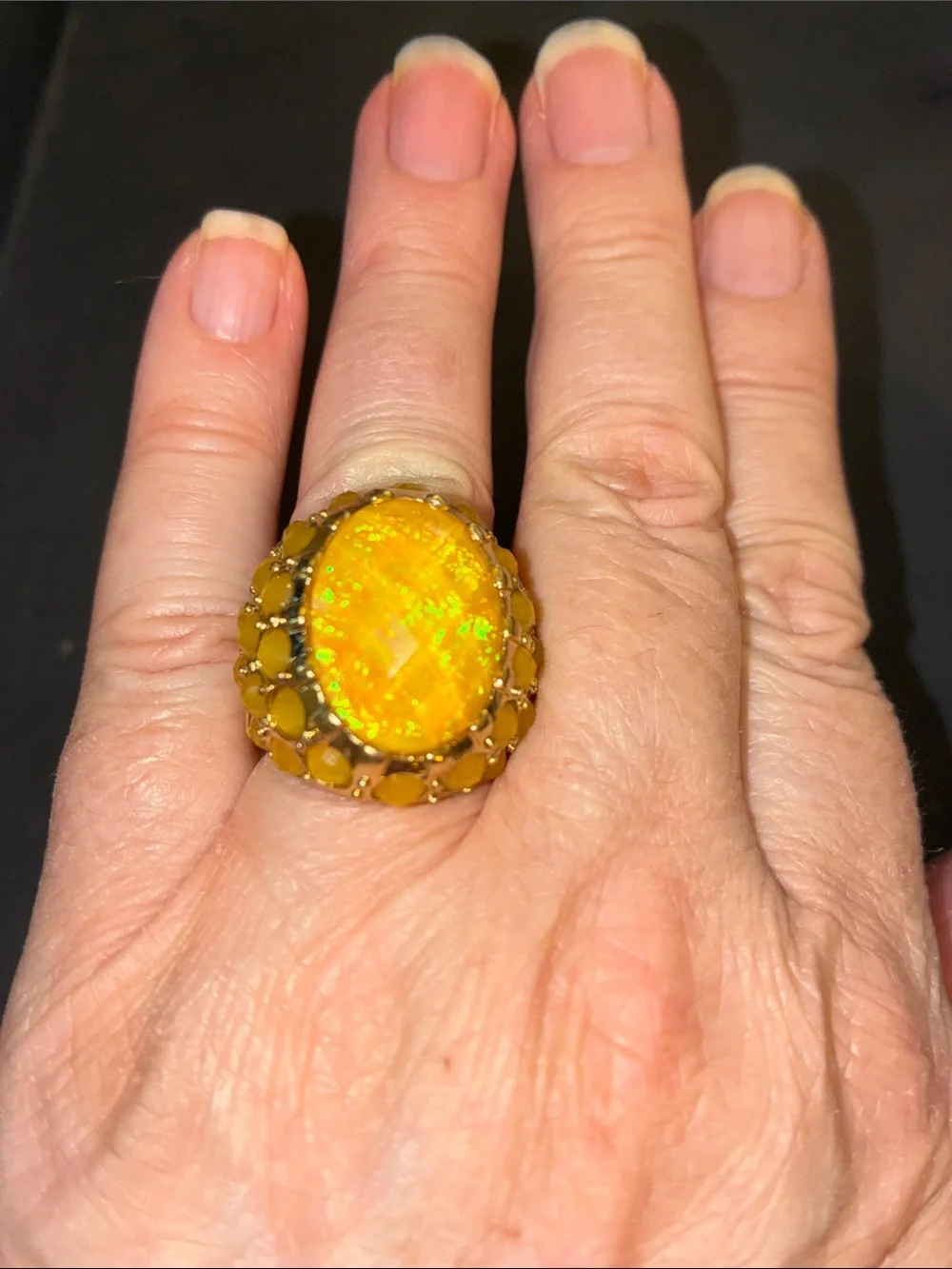 Yellow Opal Statement Stretch Ring